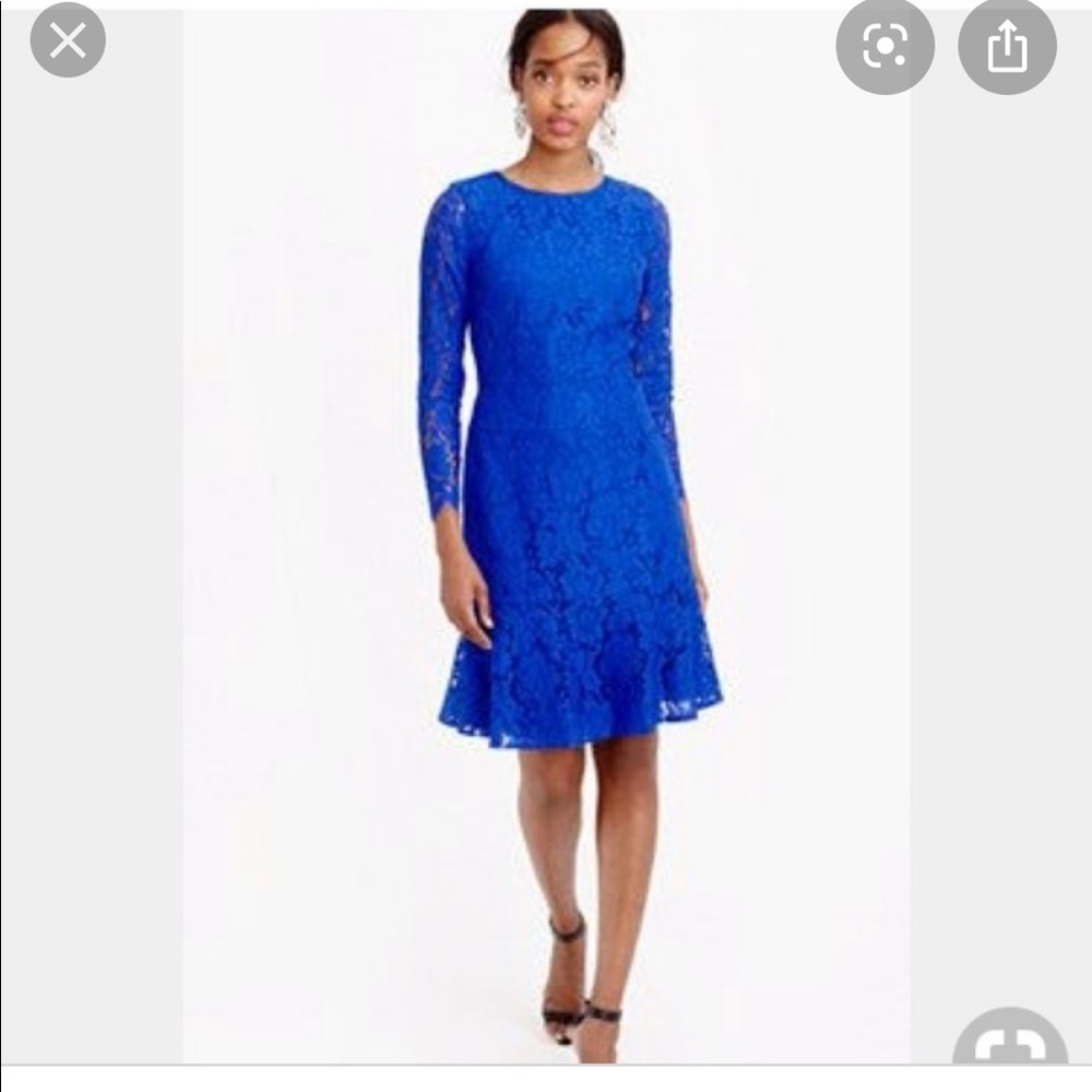 J Crew Floral Cobalt Lace Dress
